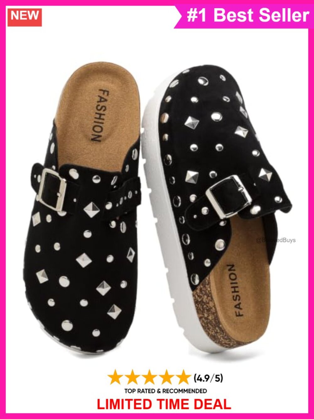 Suede Platform Clogs Chunky Mules Cork Footbed Slip-On Shoes